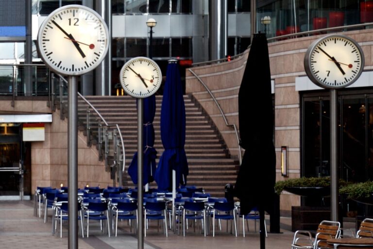 The Six Public Clocks at Canary Wharf