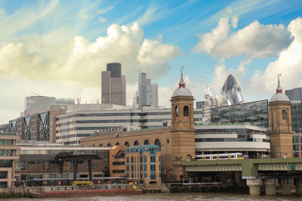 Finance centre buildings in Canary Wharf