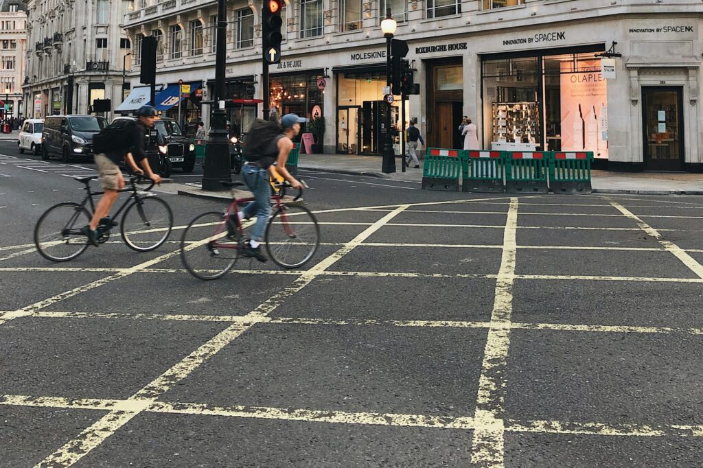 Cyclists crossing a street